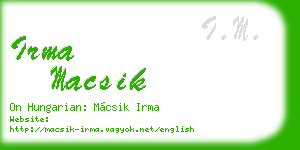 irma macsik business card